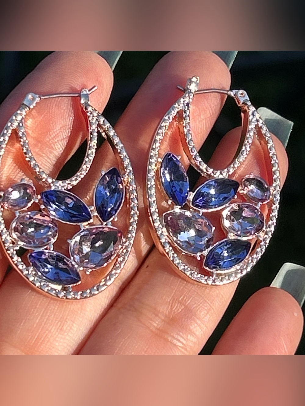 Gloria Vanderbilt Oval Drop Earrings with Purple and lilac  Stones